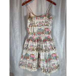 Bernie Dexter Paris Print Sleeveless Fit & Flare Sun Dress, Size medium